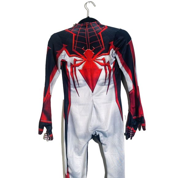 Kids Spiderman Costume One Piece Zip Up Bodysuit Miles Morales Hero Cosplay New - Picture 10 of 14